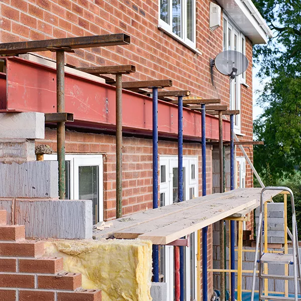 steel beam and brickwork